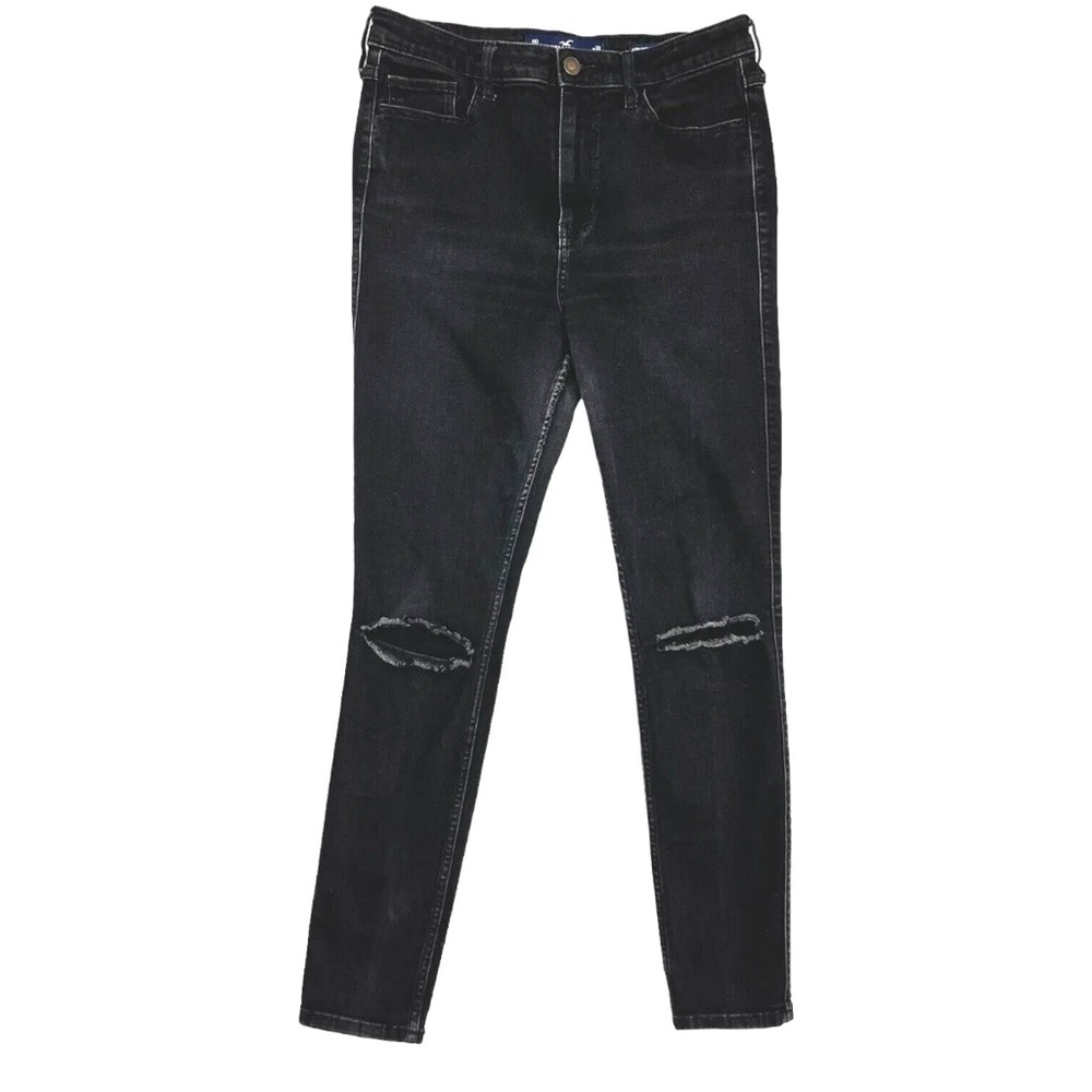 Hollister Jeans Ultra High Rise Super Skinny Black Distressed Size 30 11
